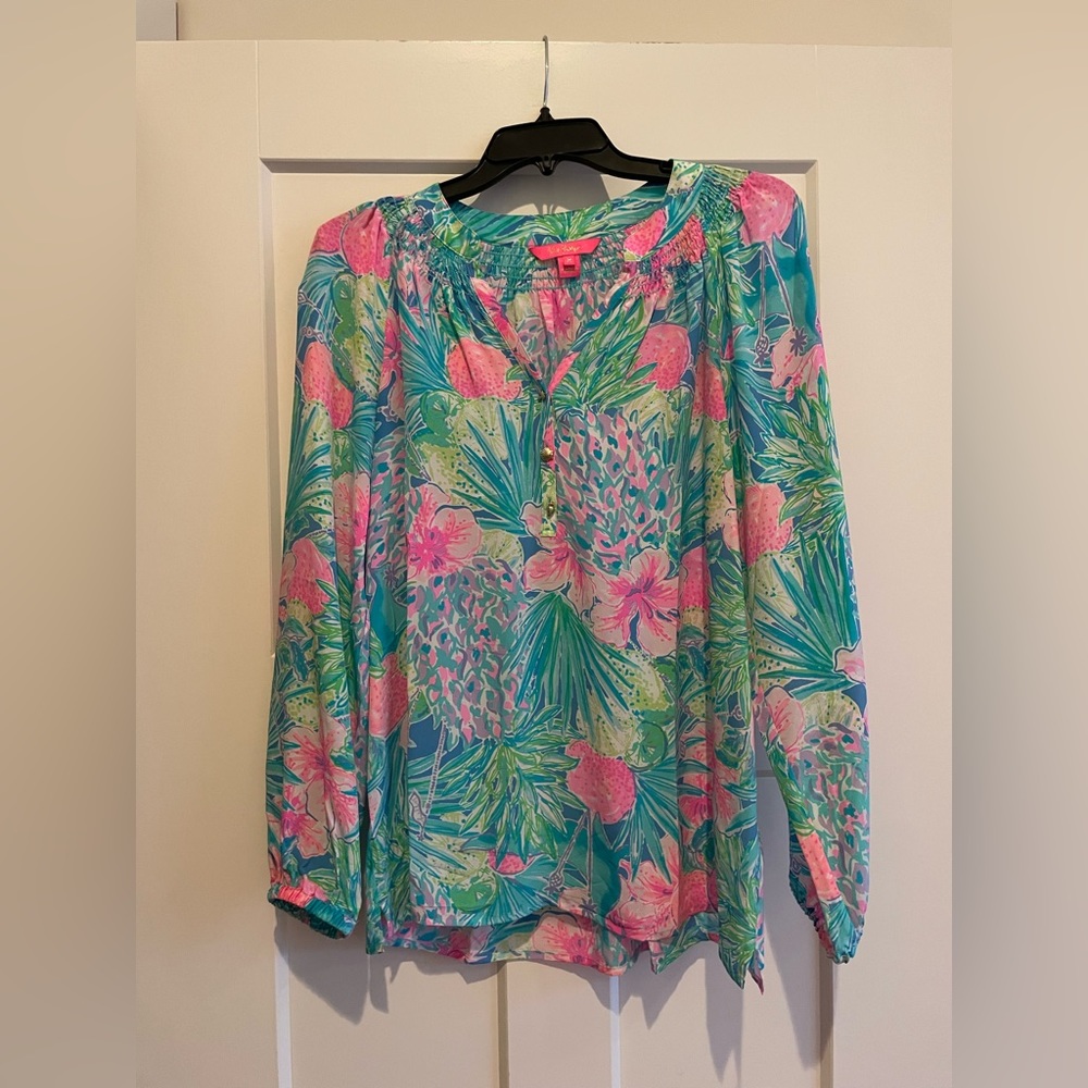 EUC Lilly Pulitzer Elsa 100% Silk Blouse